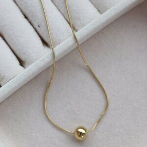 Bead Pendant Snake Chain Necklace Stainless Steel